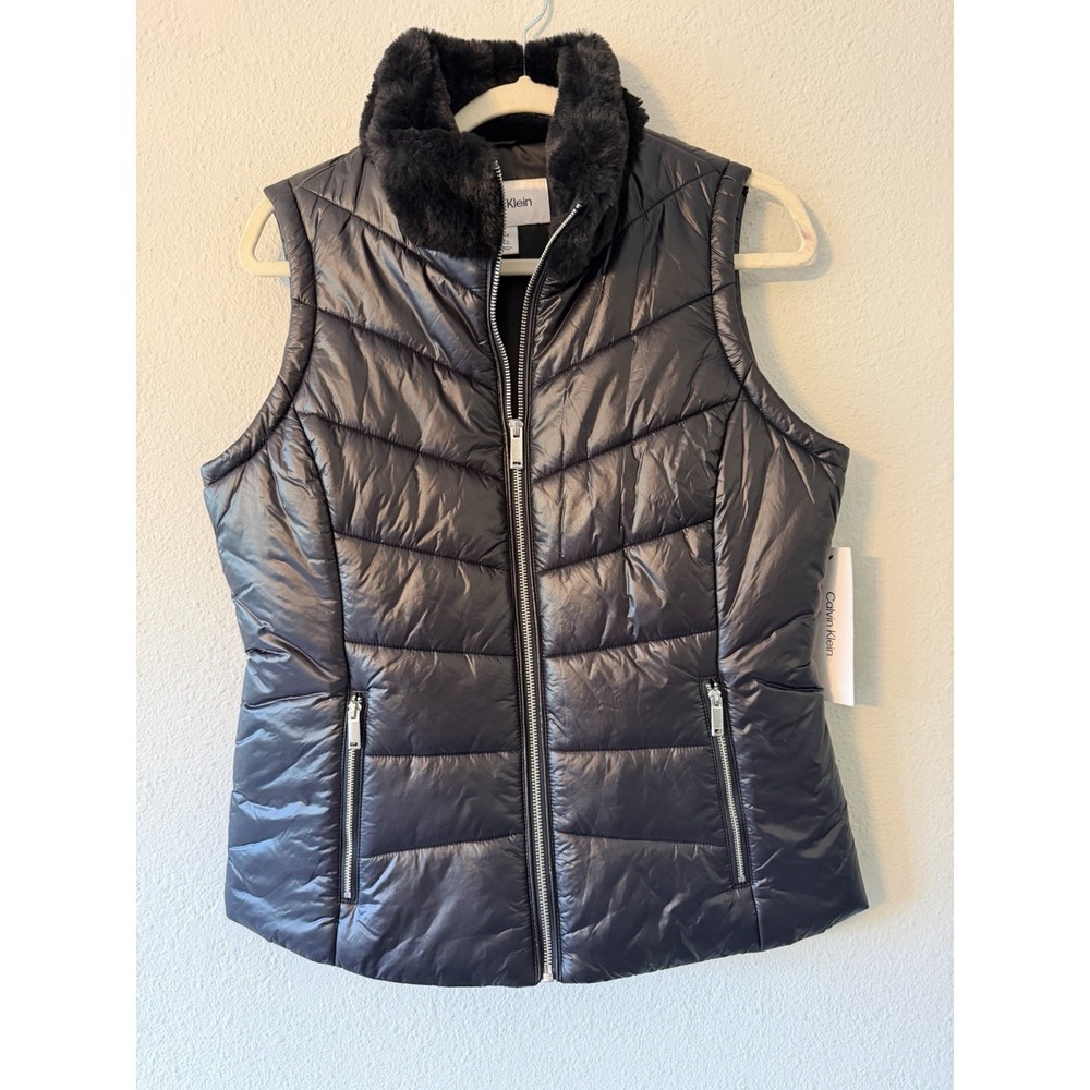 NWT Calvin Klein CK Women Quilted Puffer Vest Jacket Warm Down Feather Small